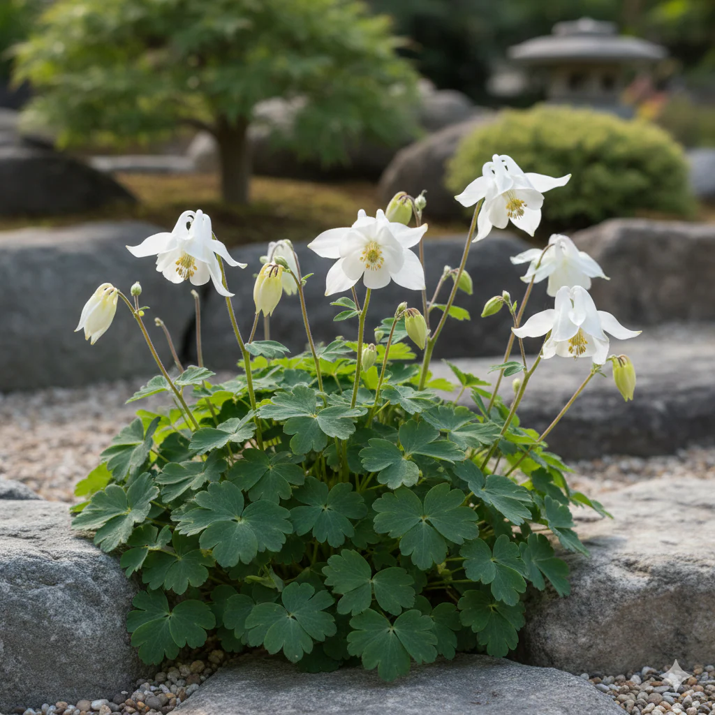 Aquilegia flabellata var. pumila fo. alba